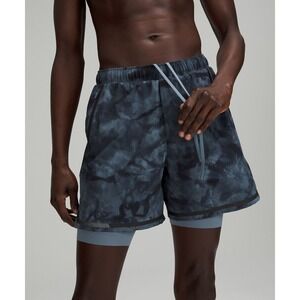 Lululemon Athletic Surge Shorts 6" Lined Size Large Blue Tie Dye Running